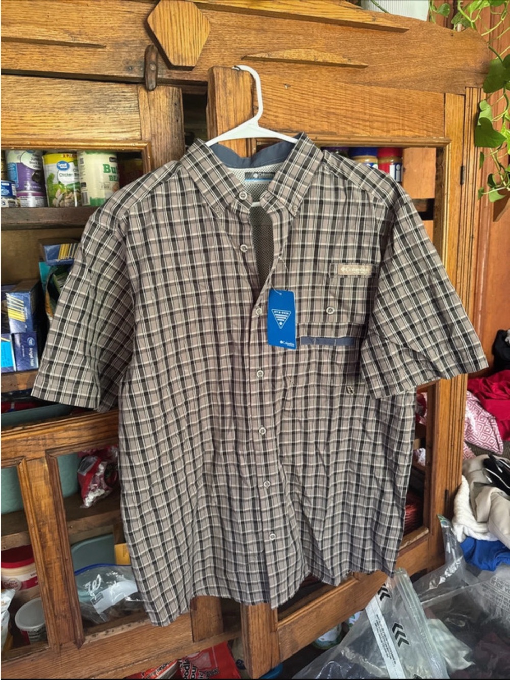 Columbia Men’s Short-Sleeve Plaid Button-Up Shirt - Brown/Gray